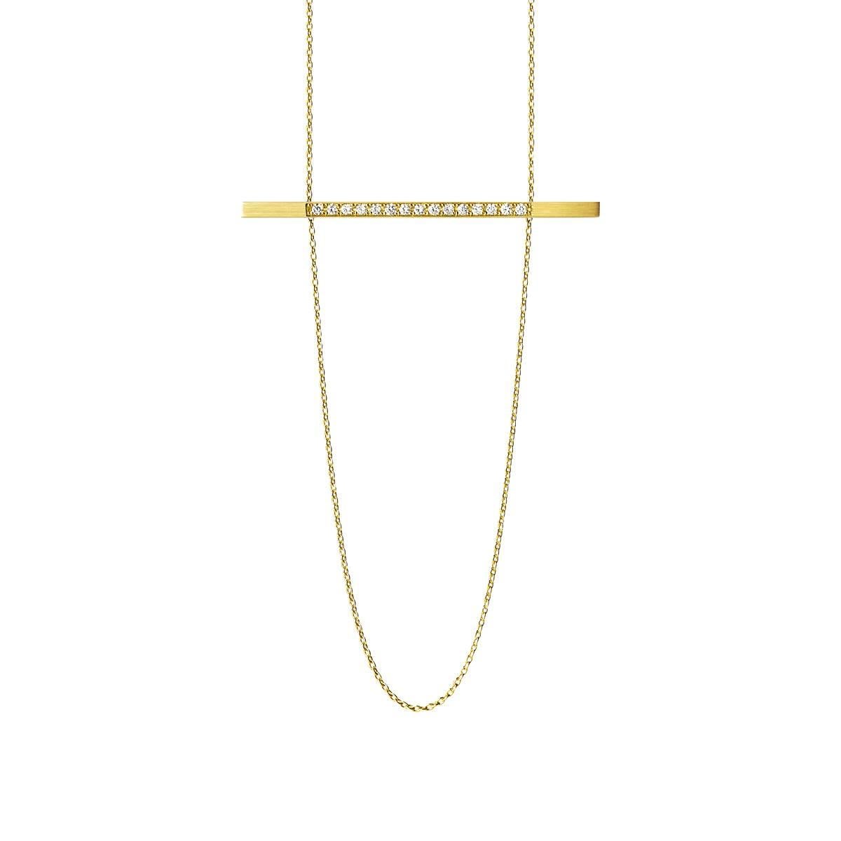 18 Karat Yellow Gold Diamond Bar Necklace In New Condition For Sale In Shibuya, Tokyo, JP