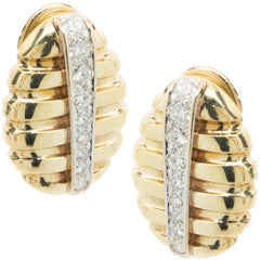18 Karat Yellow Gold Diamond Bee Hive Earrings