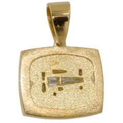 18 Karat Yellow Gold Diamond Bi-Plane Motif Diamond Pendant