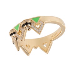 18 Karat Yellow Gold Diamond Black & Green Ceramic Mozaic Ring by Al Zain