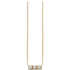 18 Karat Yellow Gold Diamond Block Necklace