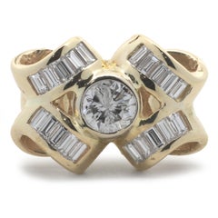 18 Karat Yellow Gold Diamond Bow Ring
