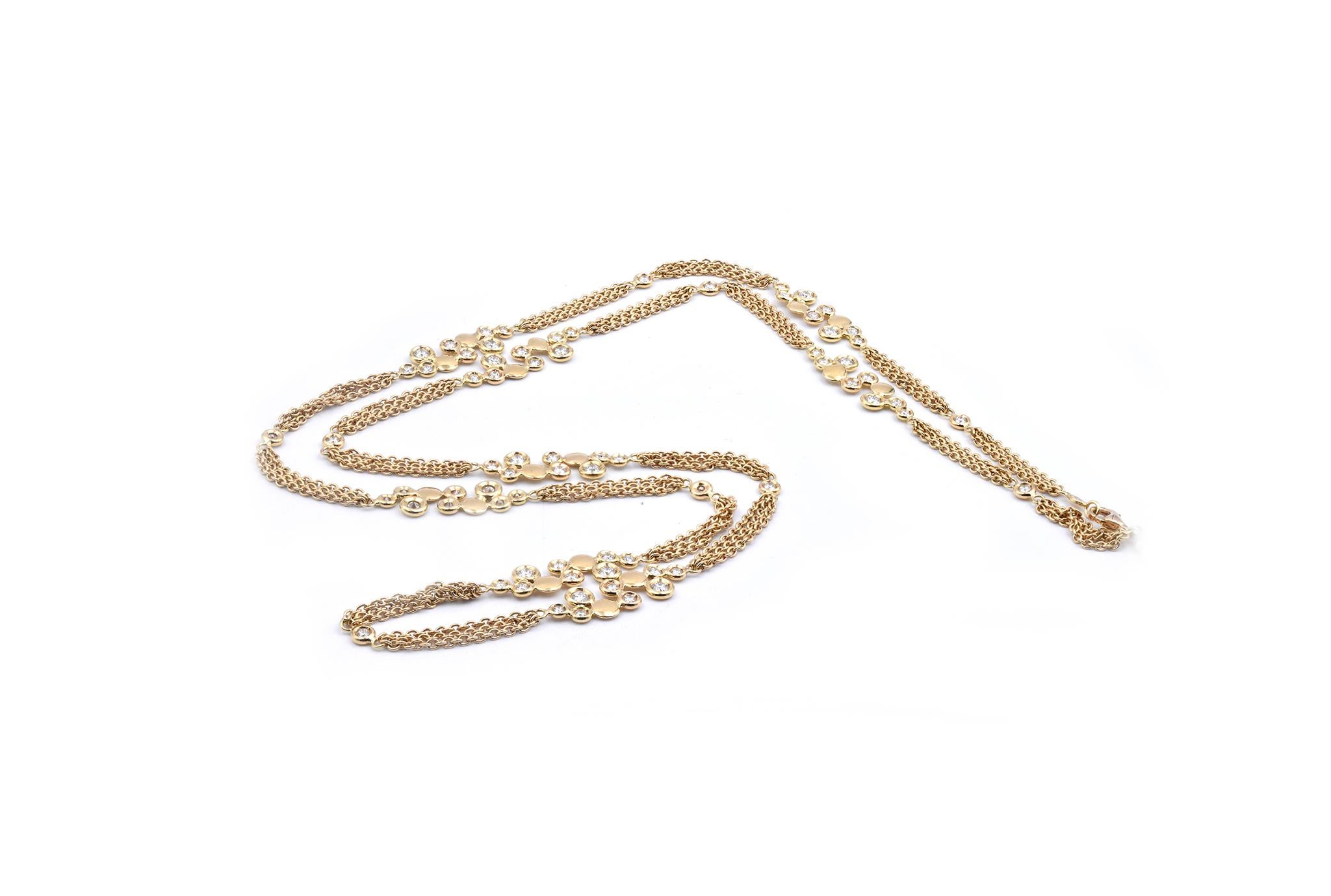 Collier station à bulles en or jaune 18 carats et diamants Excellent état - En vente à Scottsdale, AZ