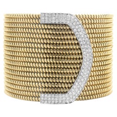 18 Karat Yellow Gold Diamond Buckle Wrap Bracelet