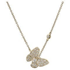 18 Karat Yellow Gold Diamond Butterfly Necklace 18 Karat Yellow Gold Diamond Butterfly Necklace