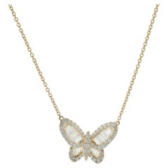 18 Karat Yellow Gold Diamond Butterfly Necklace 18 Karat Yellow Gold Diamond Butterfly Necklace