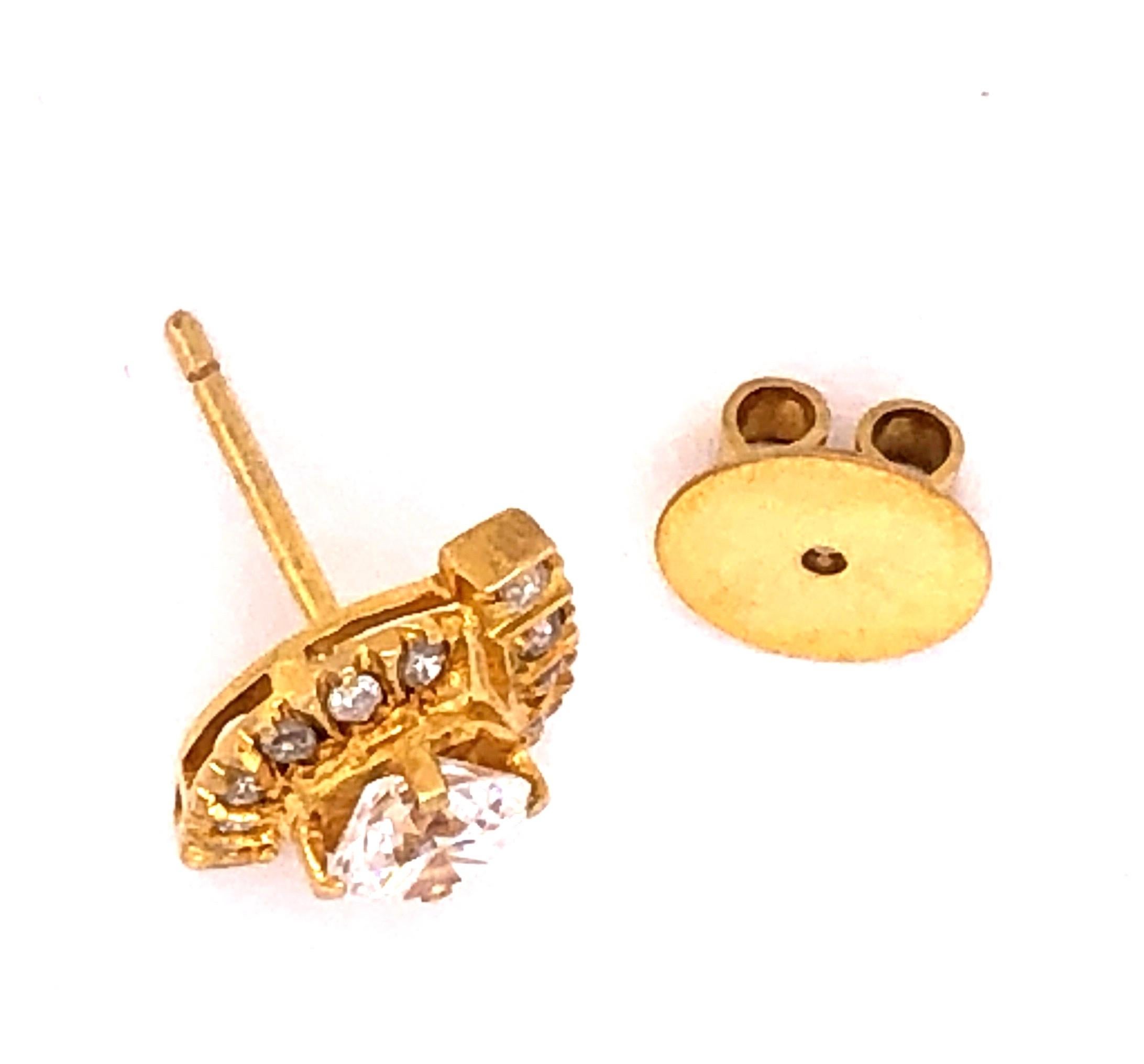 18 Karat Yellow Gold Diamond Button Earrings.  4