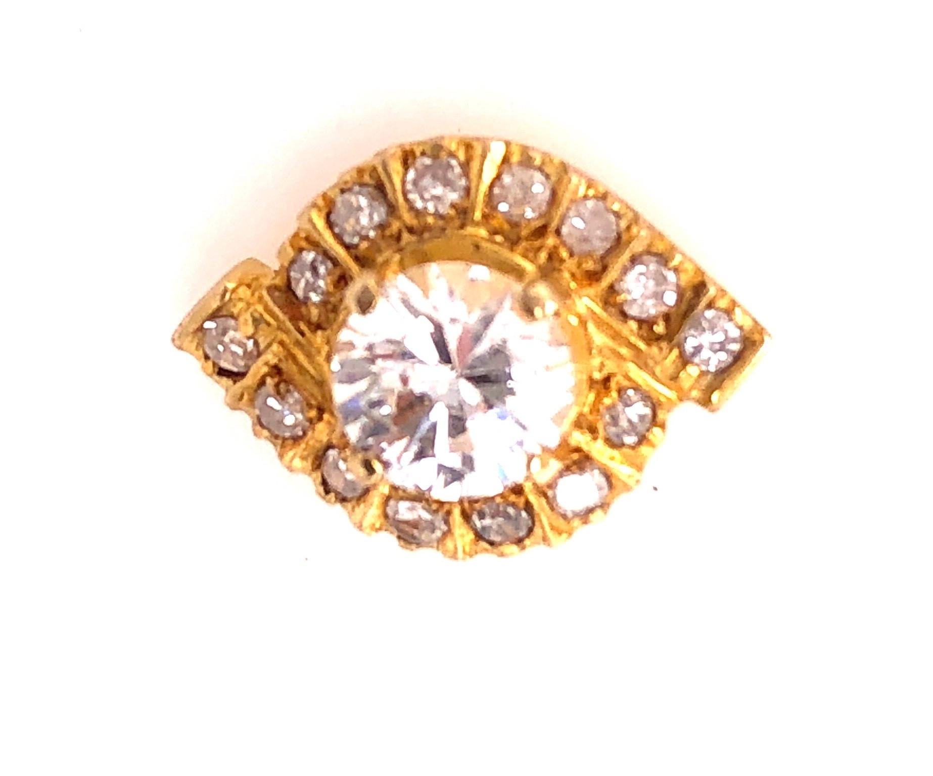 18 Karat Yellow Gold Diamond Button Earrings.  3