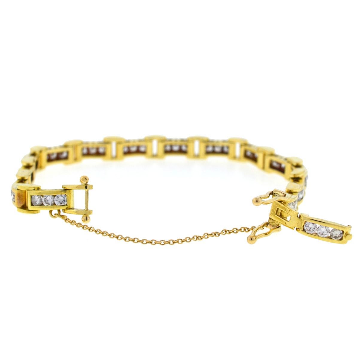 18 Karat Yellow Gold Diamond Channel Set Approximate 4.5 Carat Bracelet 3