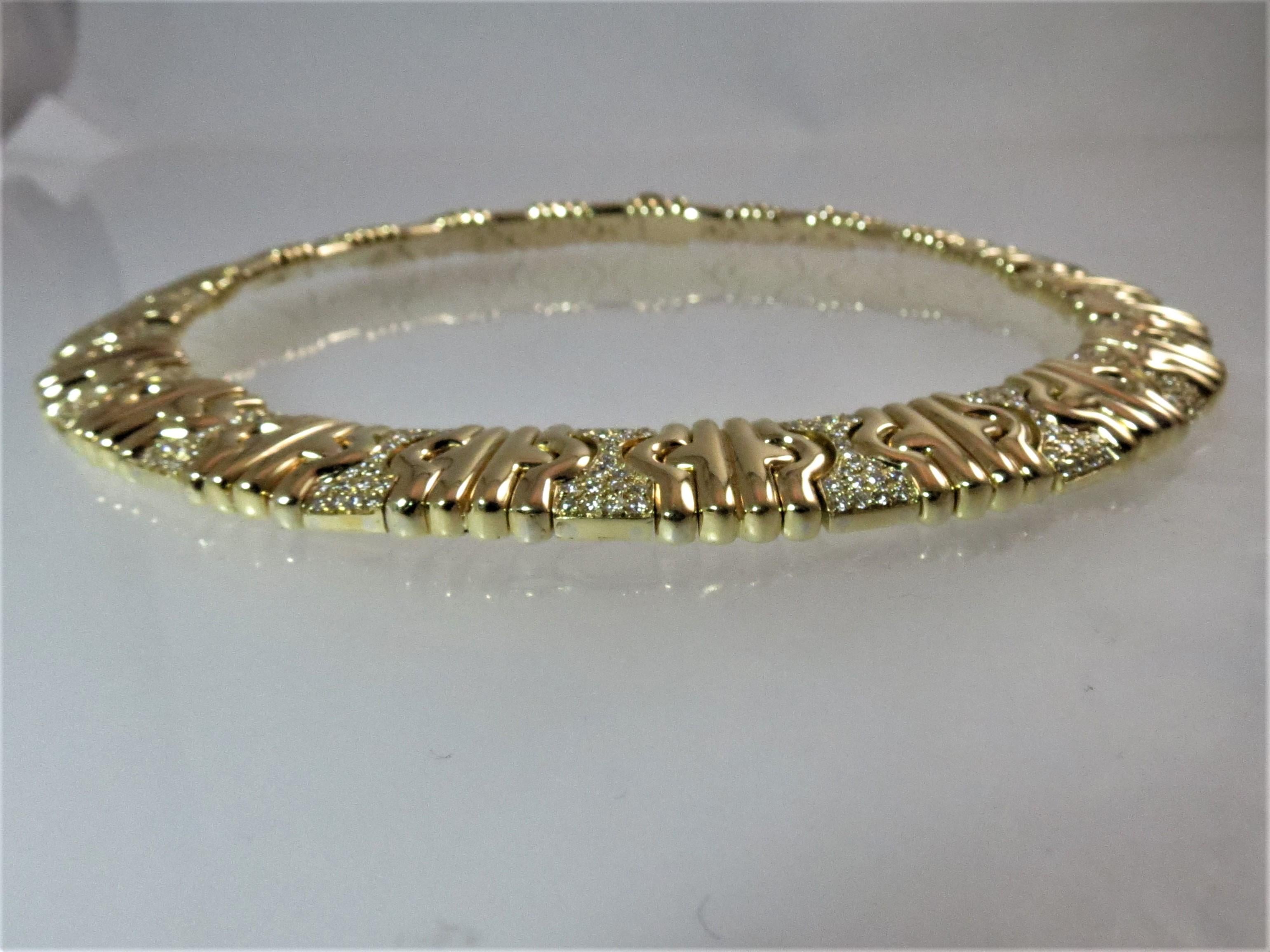 Round Cut 18 Karat Yellow Gold Diamond Choker Necklace For Sale