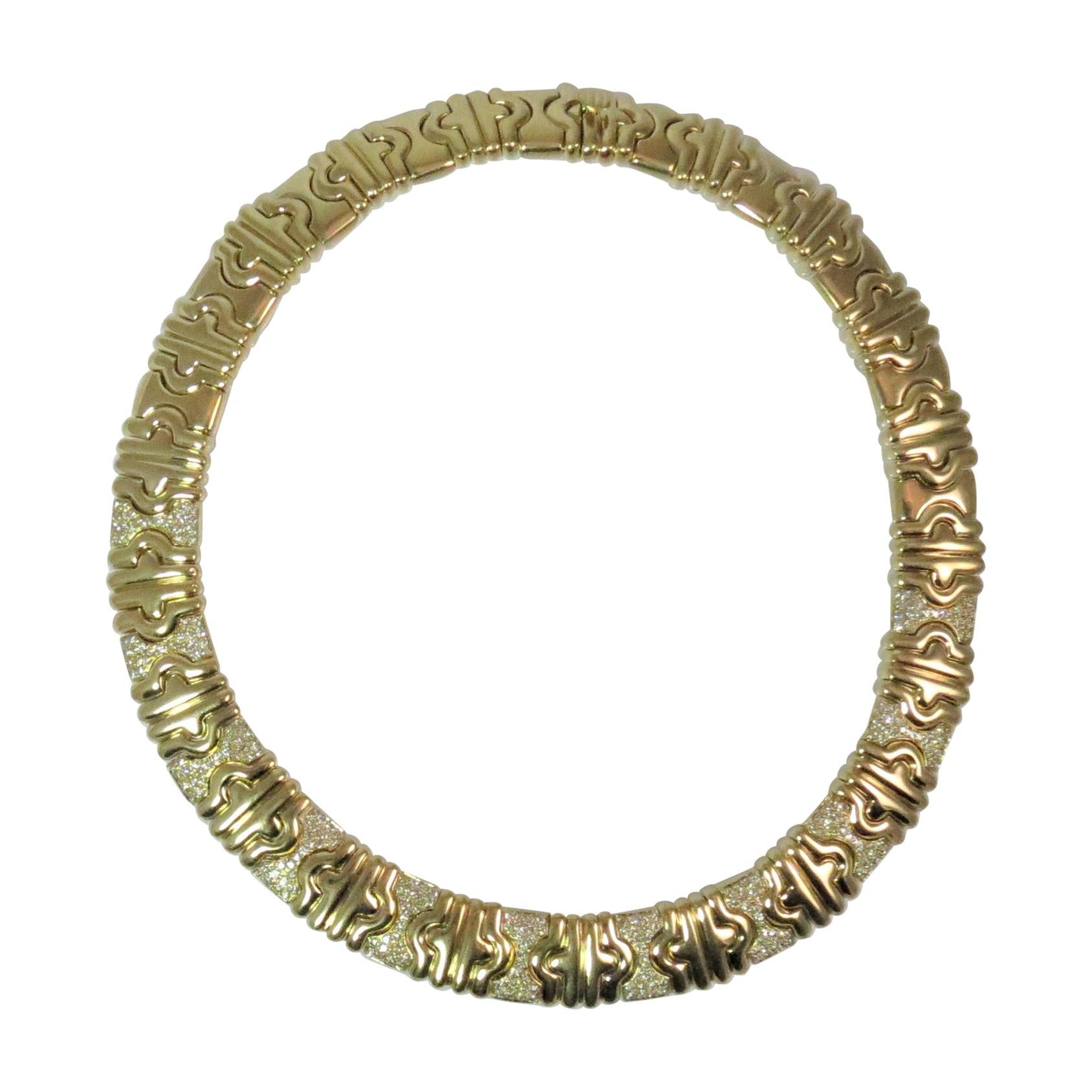 18 Karat Yellow Gold Diamond Choker Necklace For Sale
