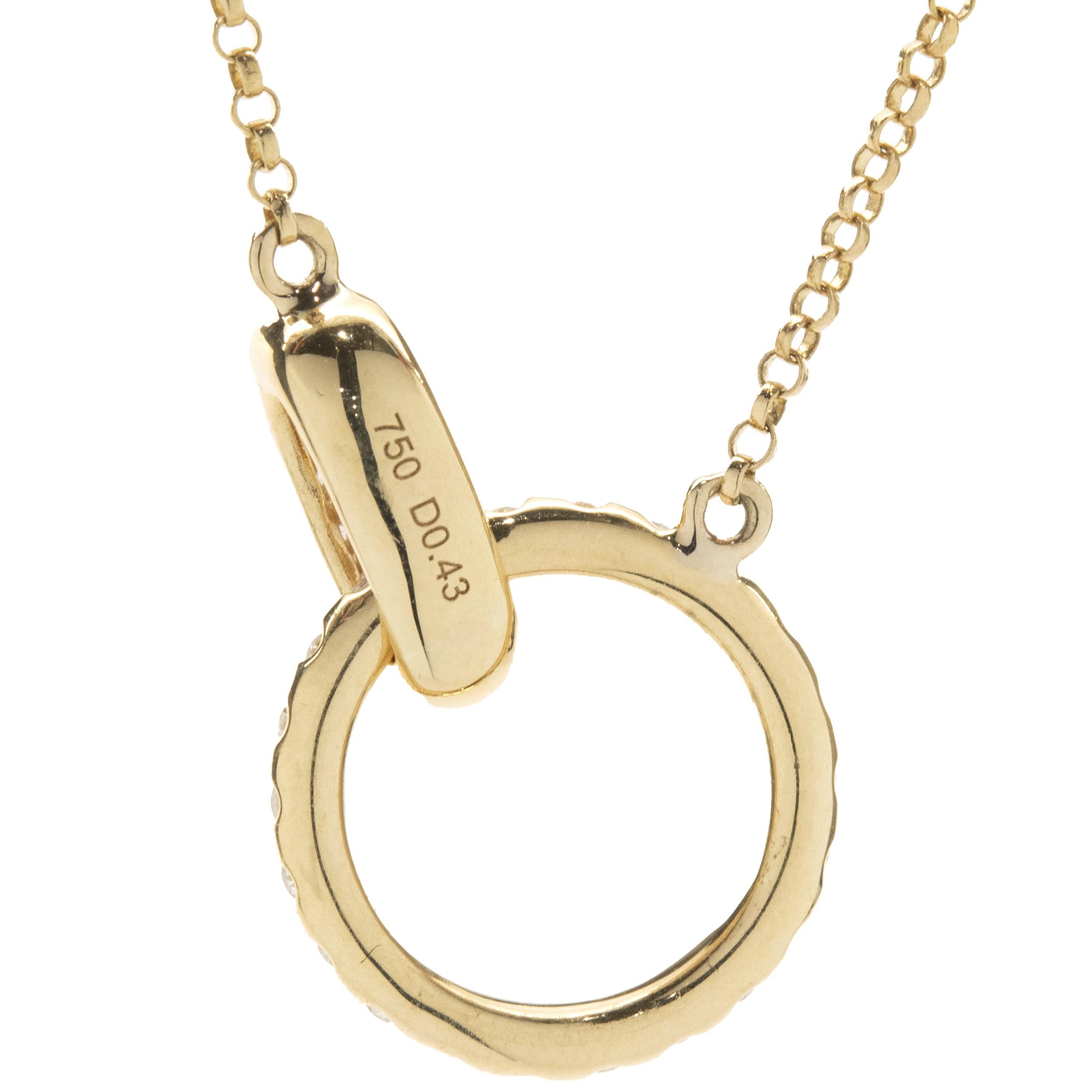 18 Karat Yellow Gold Diamond Circle Necklace In Excellent Condition In Scottsdale, AZ