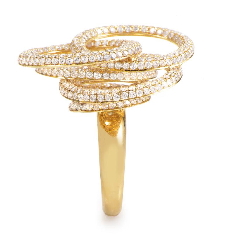 Taille ronde Bague circulaire en or jaune 18 carats avec diamants en vente