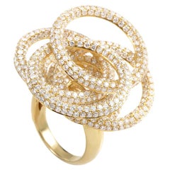 Bague circulaire en or jaune 18 carats avec diamants