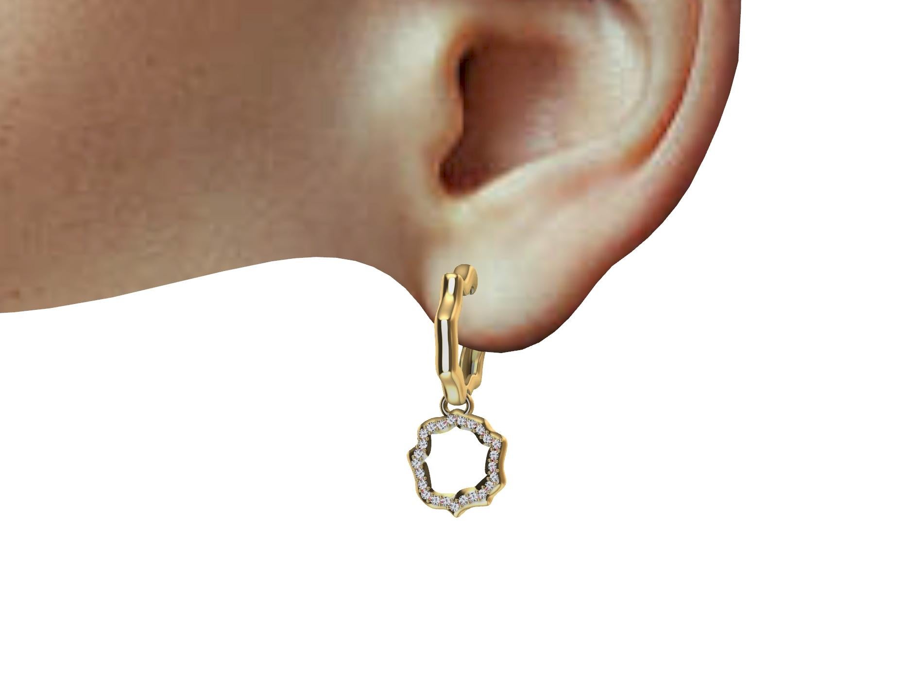 Boucles d'oreilles organiques en or jaune 18 carats avec nuages de diamants Pour femmes en vente