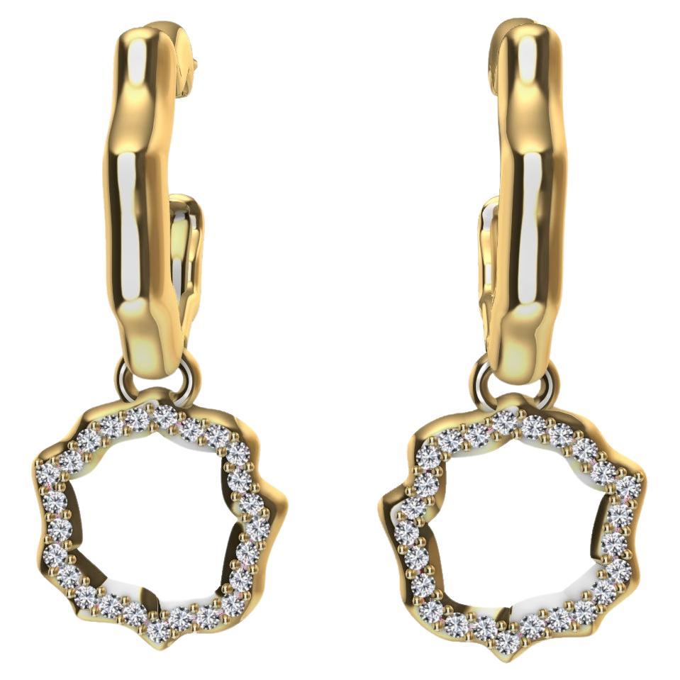 18 Karat Yellow Gold Diamond Cloud Organic Hoop Earrings