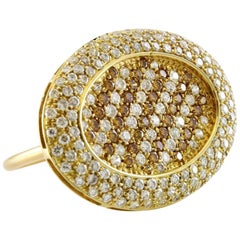 18 Karat Yellow Gold Diamond Cluster Cocktail Ring