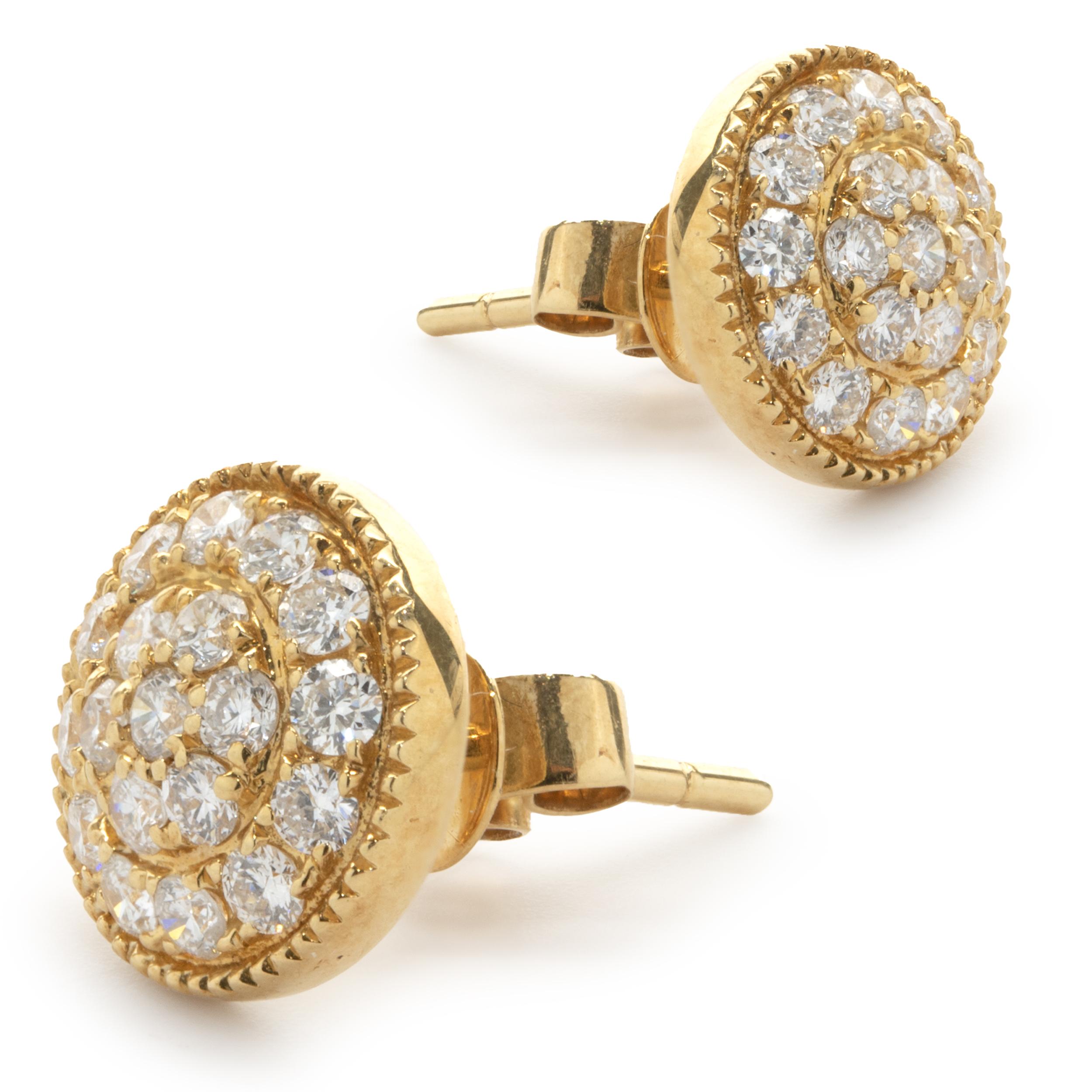18 Karat Yellow Gold Diamond Cluster Stud Earrings In Excellent Condition In Scottsdale, AZ
