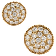 18 Karat Yellow Gold Diamond Cluster Stud Earrings