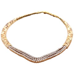 18 Karat Yellow Gold Diamond Collar Necklace