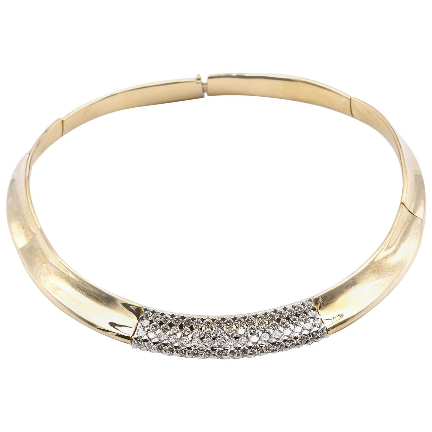18 Karat Yellow Gold Diamond Collar Necklace