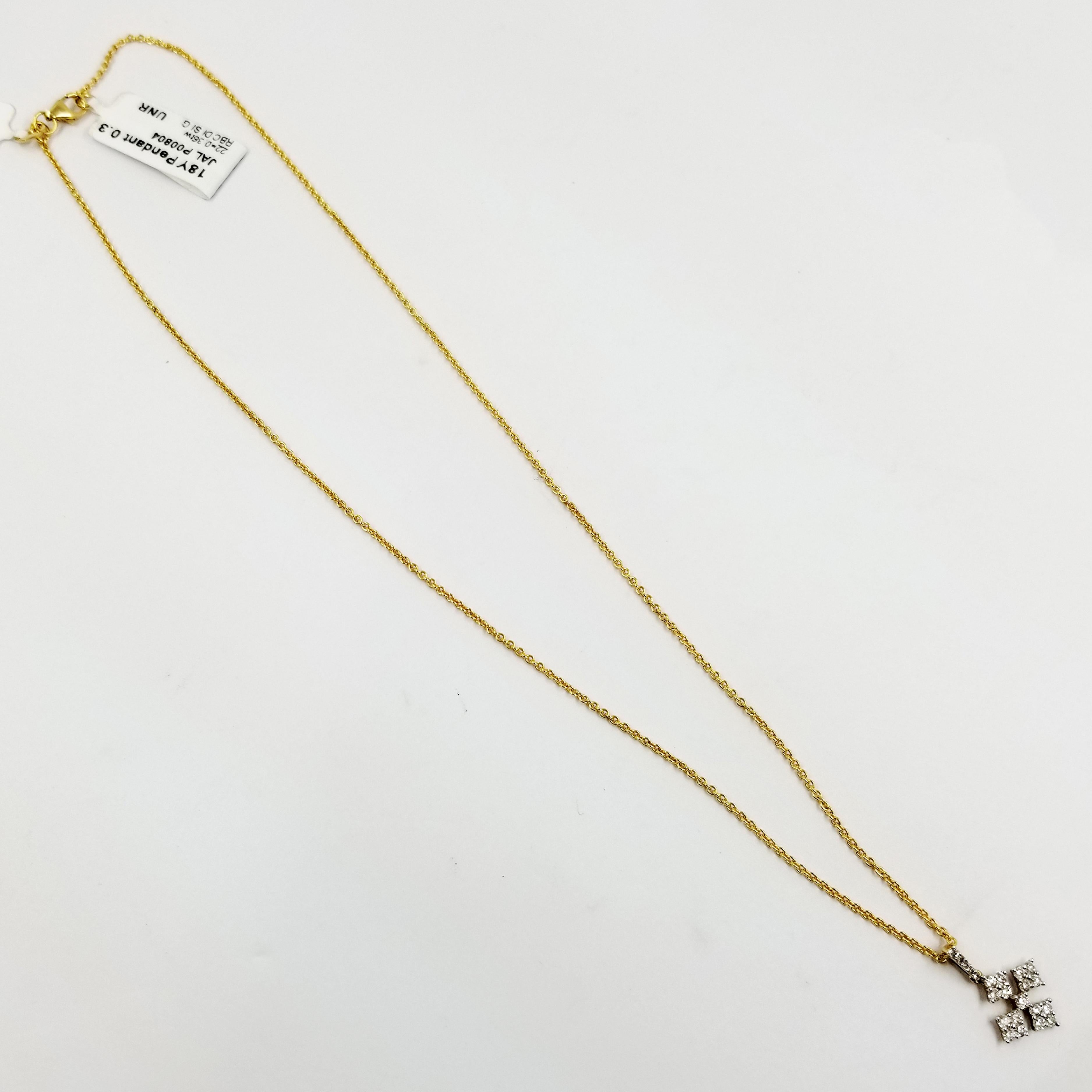 18 Karat Yellow Gold Diamond Cross Necklace In New Condition In Coral Gables, FL