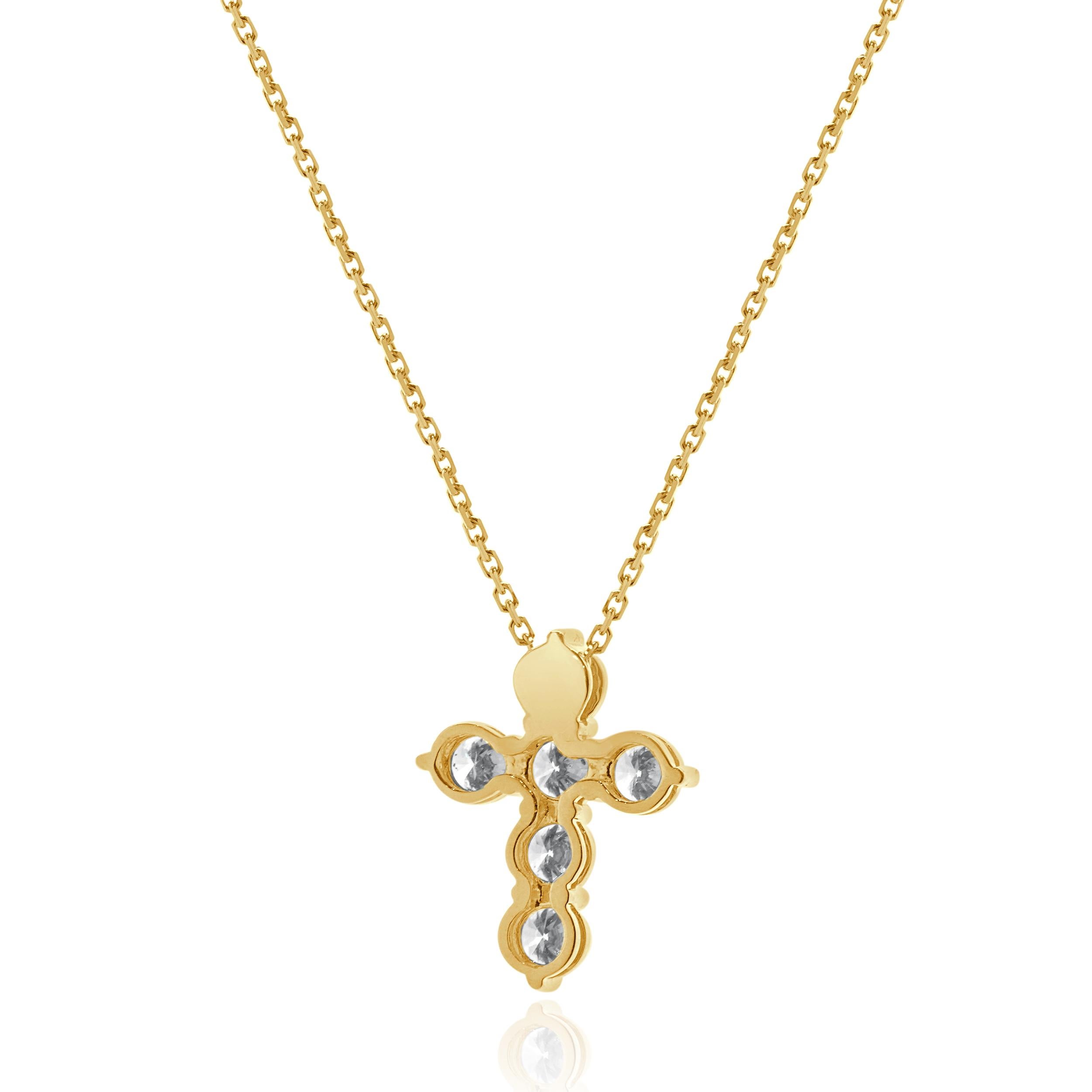 Designer: custom
Material: 18K yellow gold
Diamonds: 6 round brilliant cut = 1.59ct
Color: G
Clarity: VS-SI1
Dimensions: necklace measures 18-inches in length 
Weight: 4.25 grams