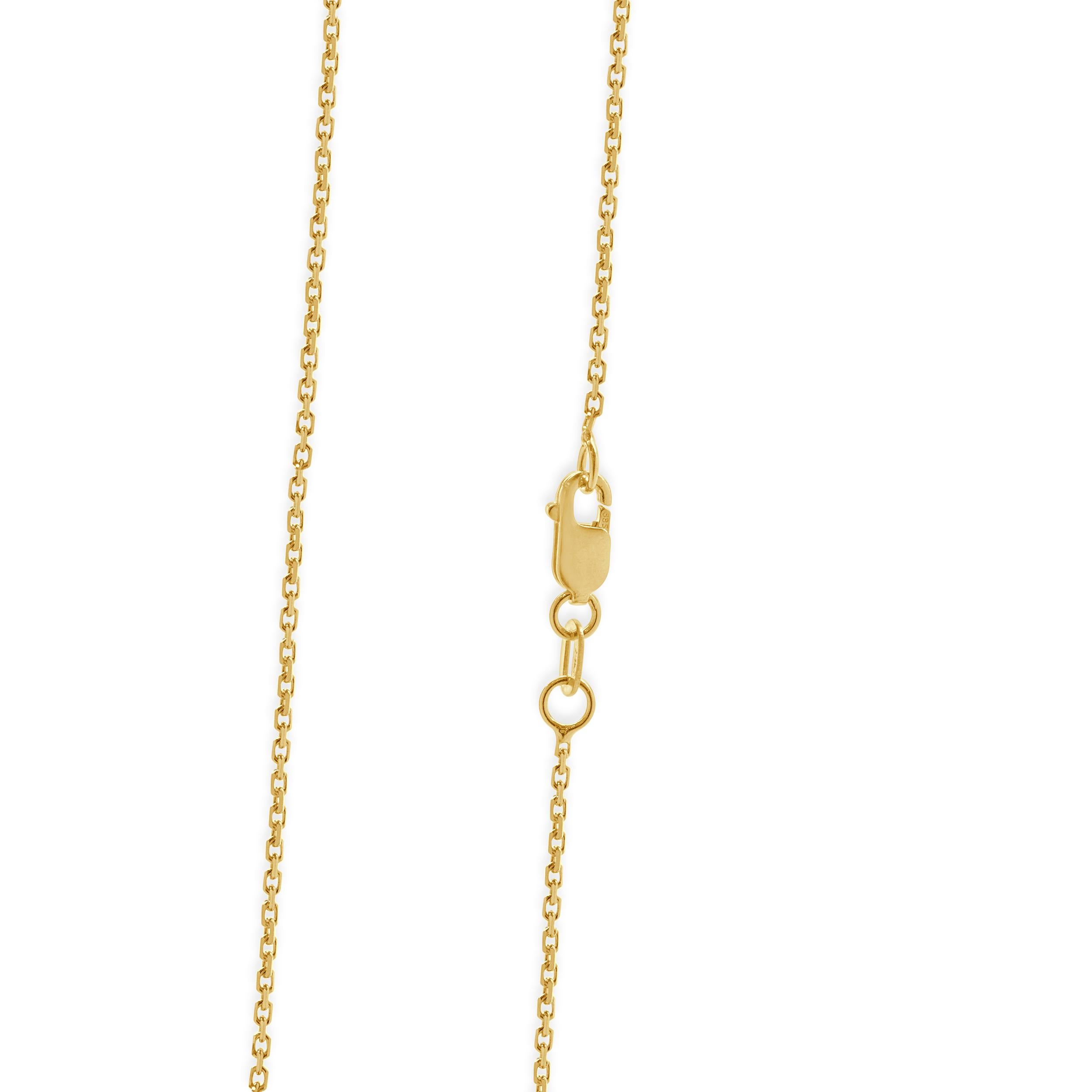 Round Cut 18 Karat Yellow Gold Diamond Cross Pendant Necklace