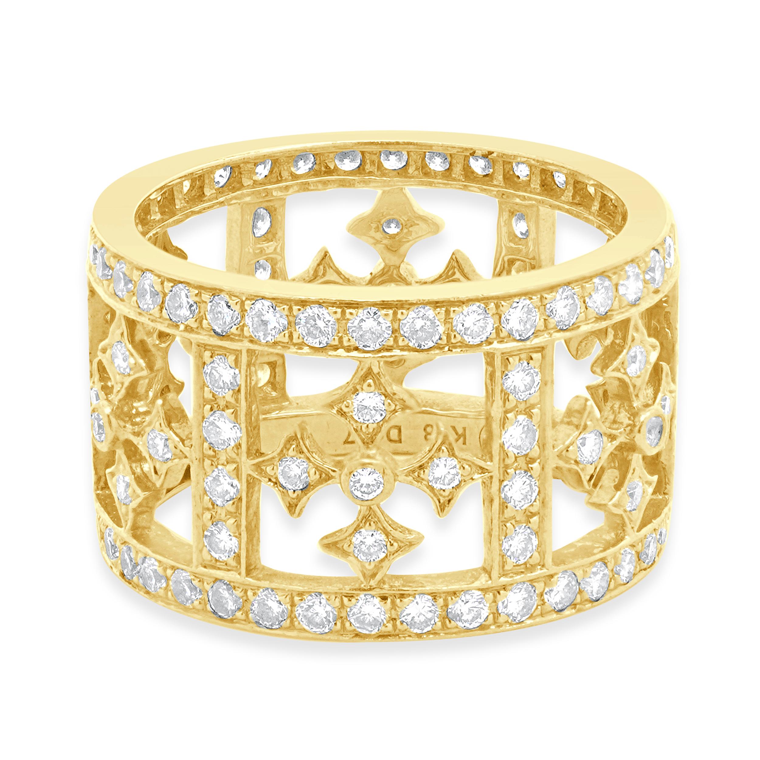 18 Karat Gelbgold Diamant-Kreuzring mit Kreuzring