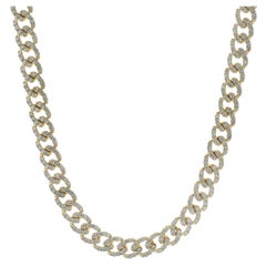 18 Karat Yellow Gold Diamond Cuban Link Necklace