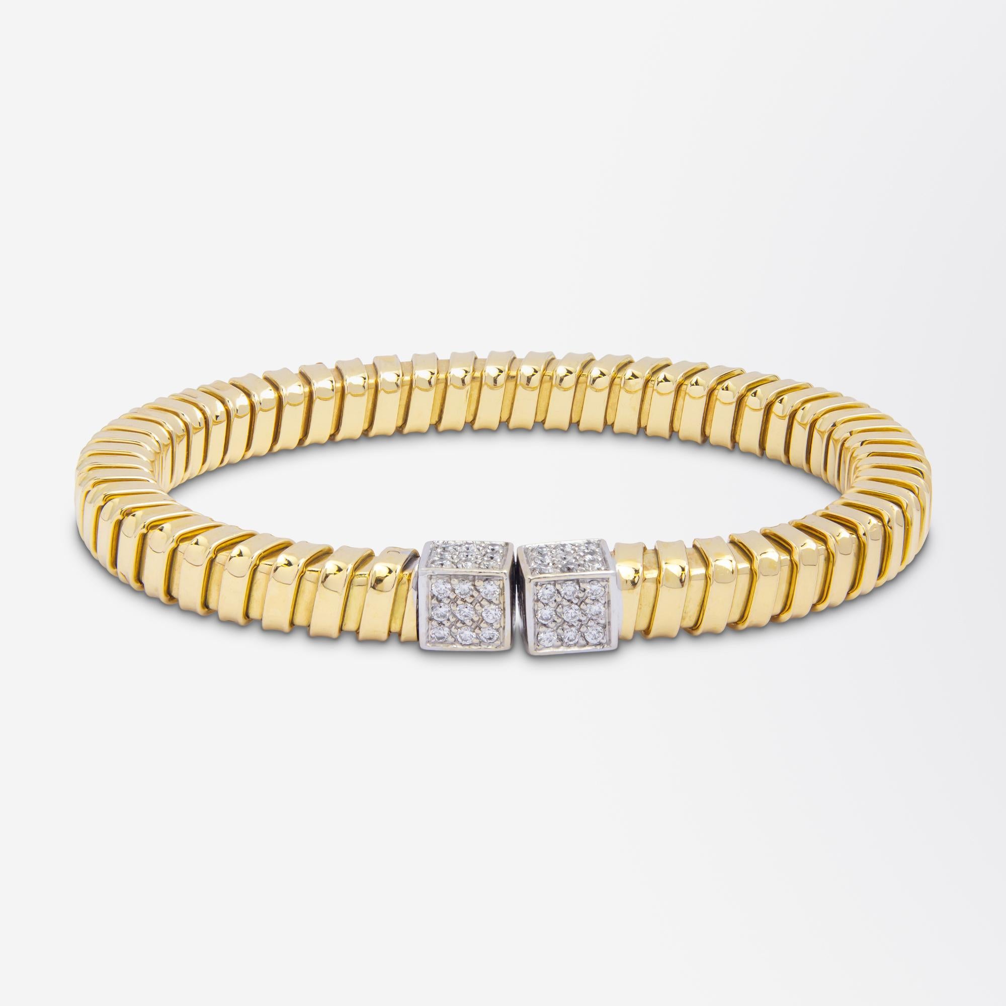 Moderniste Manchette en or jaune 18 carats et diamants par Carlo Weingrill en vente