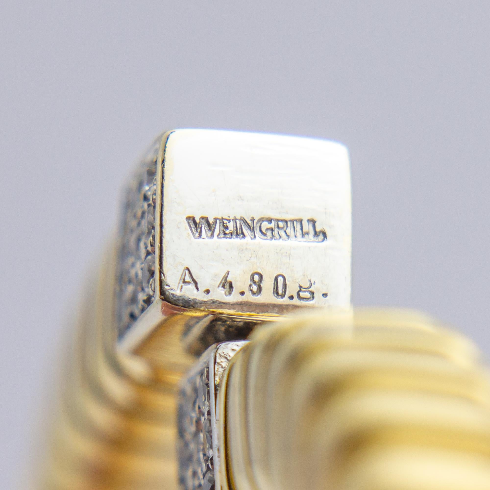 18 Karat Yellow Gold & Diamond Cuff by Carlo Weingrill For Sale 1
