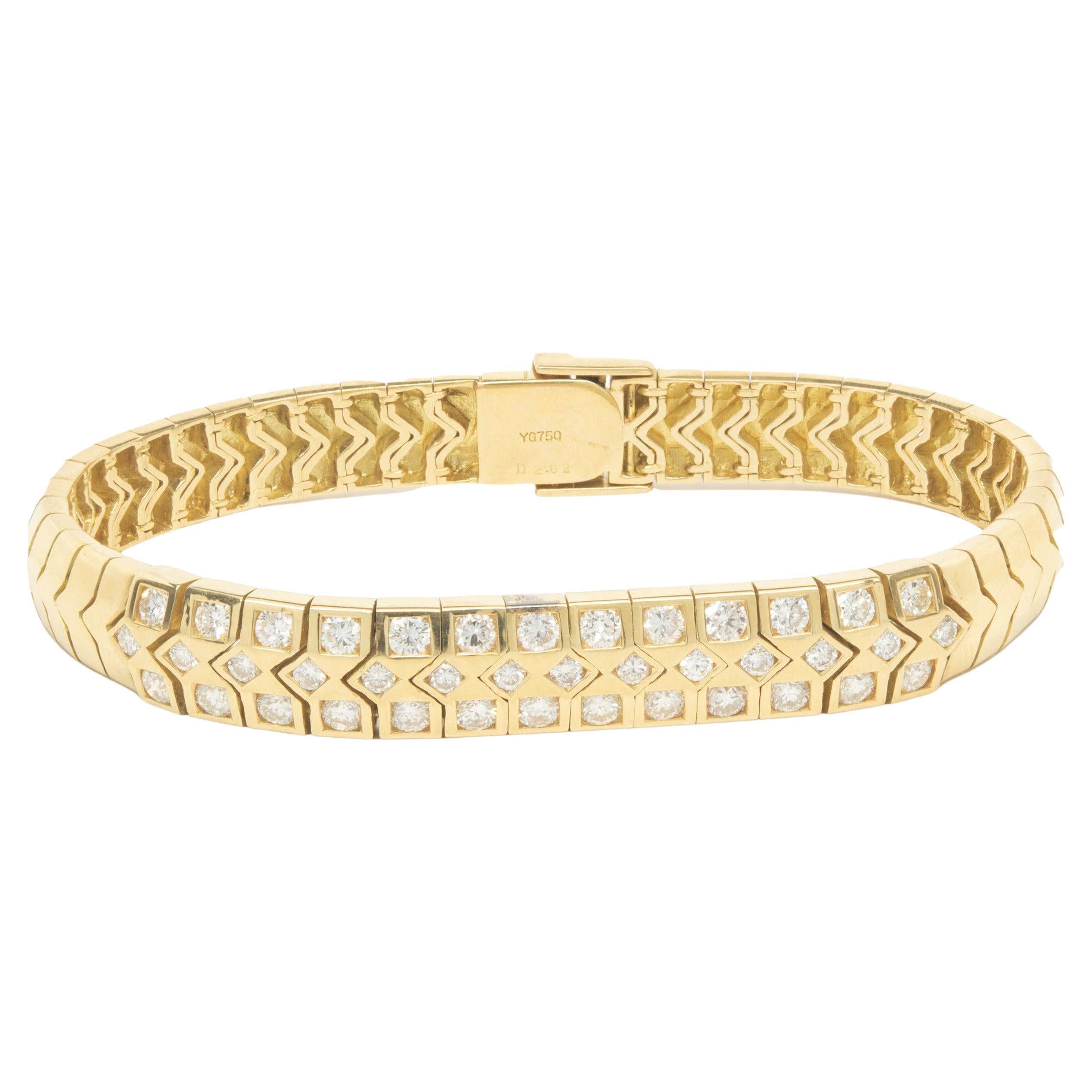 18 Karat Yellow Gold Diamond Custom Omega Link Bracelet