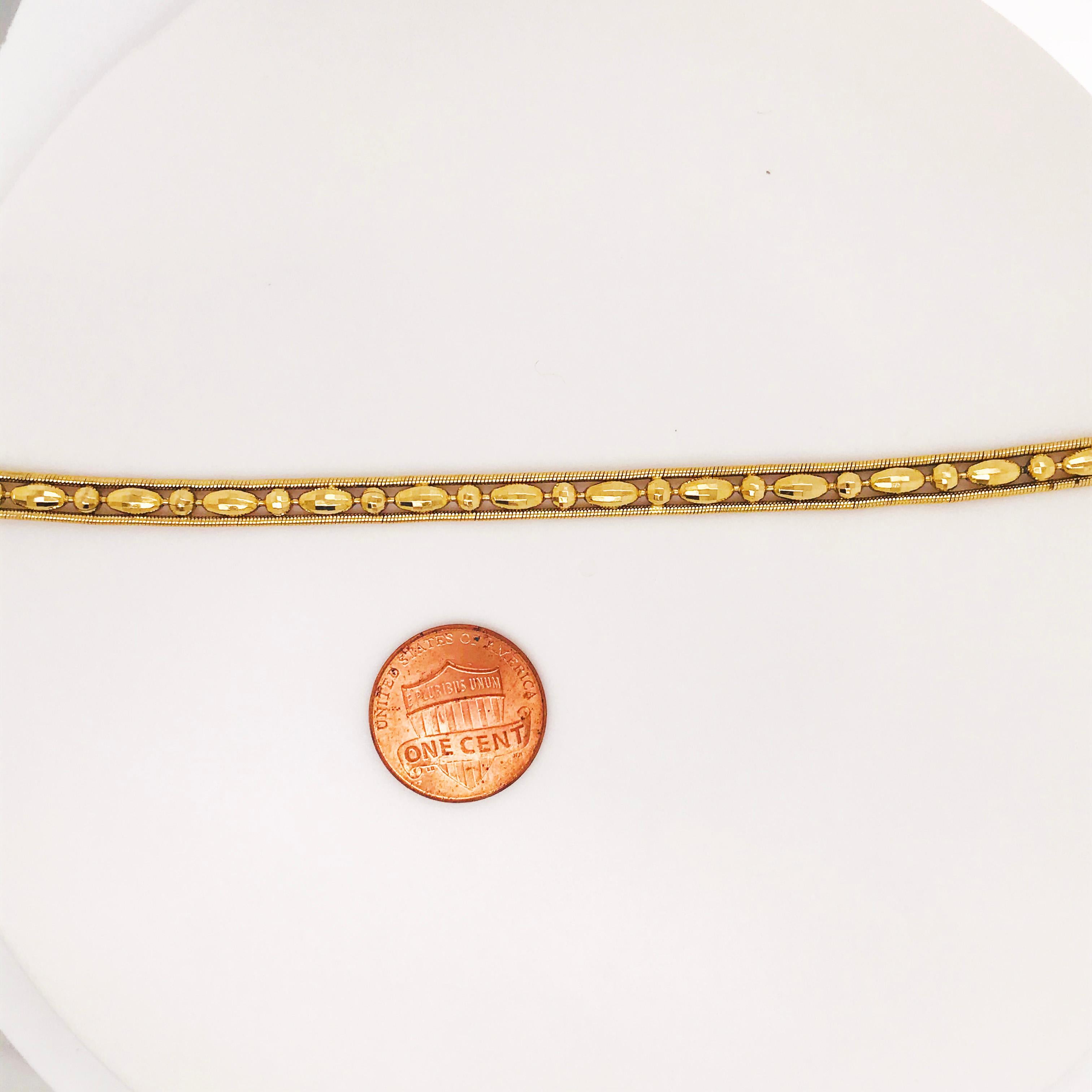 Contemporary 18 Karat Yellow Gold Diamond Cut Bracelet Heavy Weight 6.75 Inches 5 MM Wide