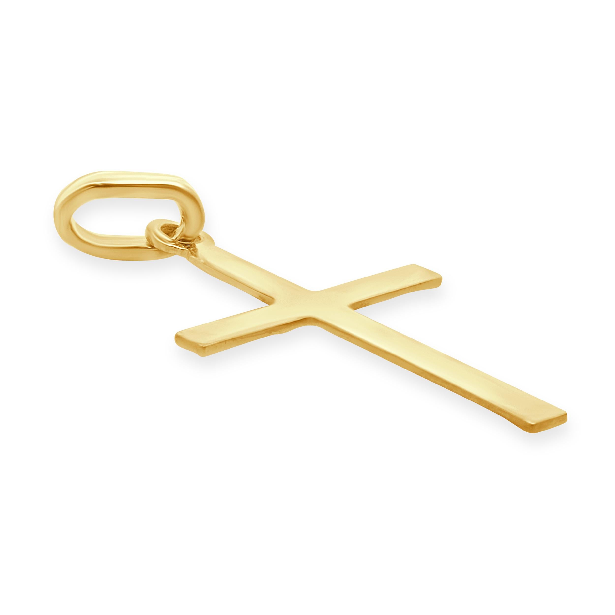 Pendentif croix taille diamant en or jaune 18 carats Unisexe en vente