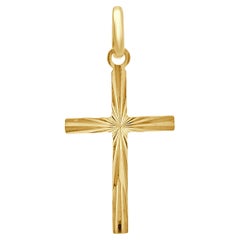 Colgante Cruz Corte Diamante Oro Amarillo 18 Kilates