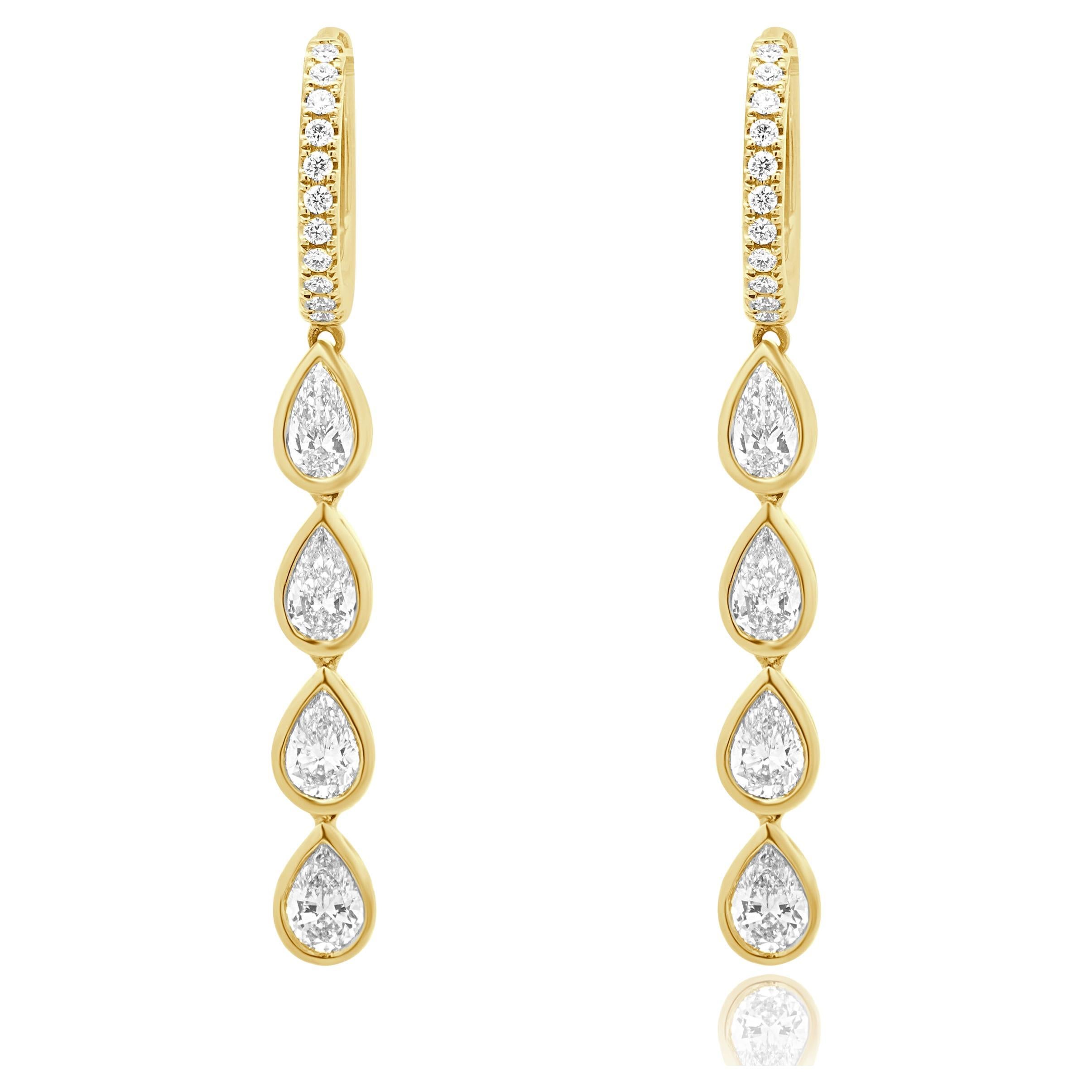 18 Karat Yellow Gold Diamond Dangle Earrings