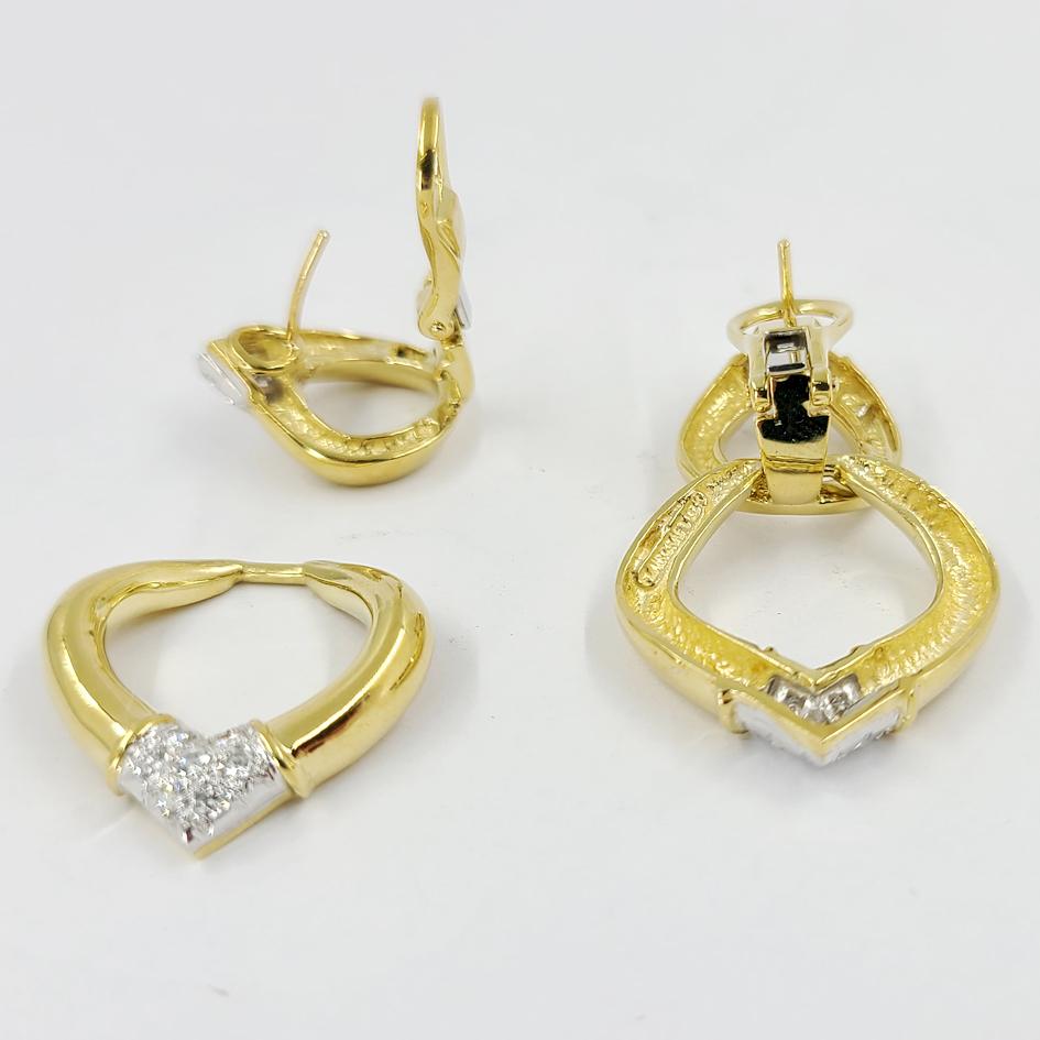 Abnehmbare Türklopfer-Ohrringe aus Gelbgold und Diamanten im Zustand „Gut“ im Angebot in Coral Gables, FL