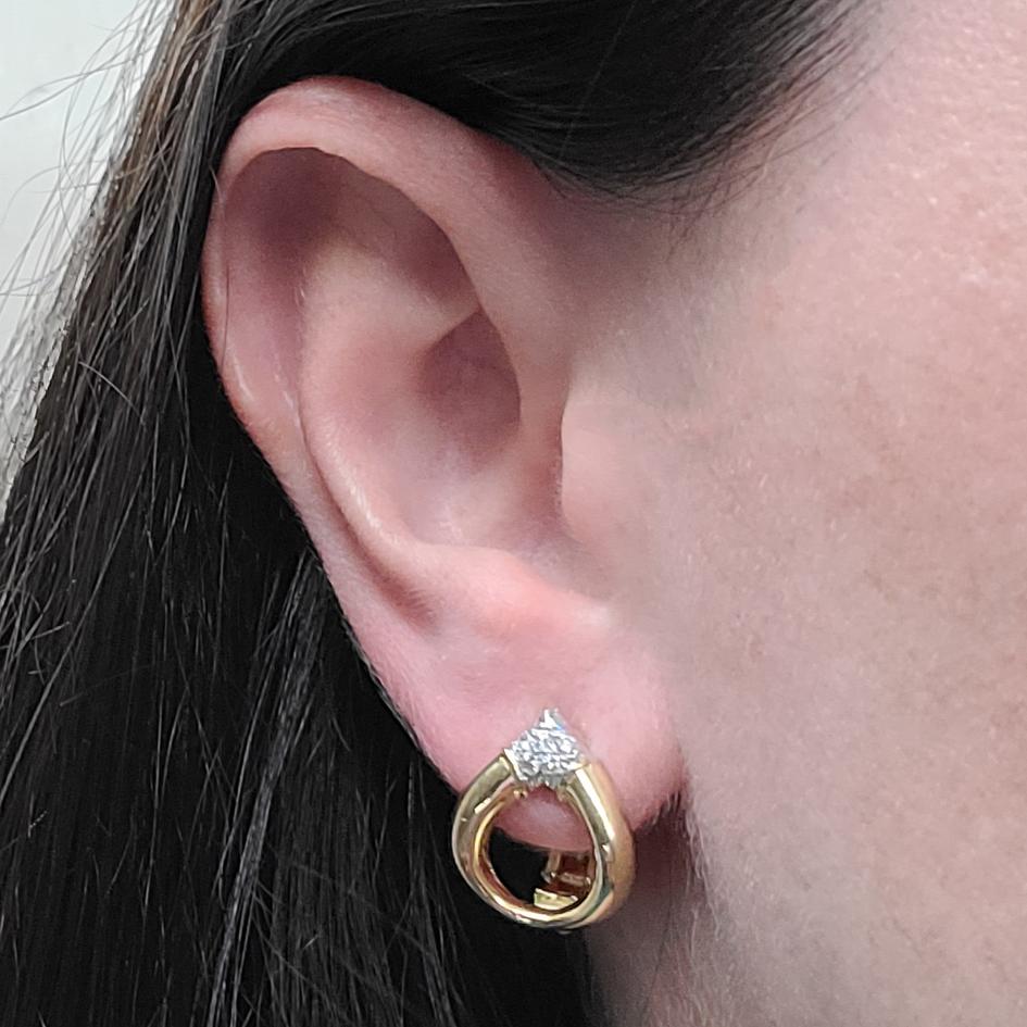 Abnehmbare Türklopfer-Ohrringe aus Gelbgold und Diamanten Damen im Angebot