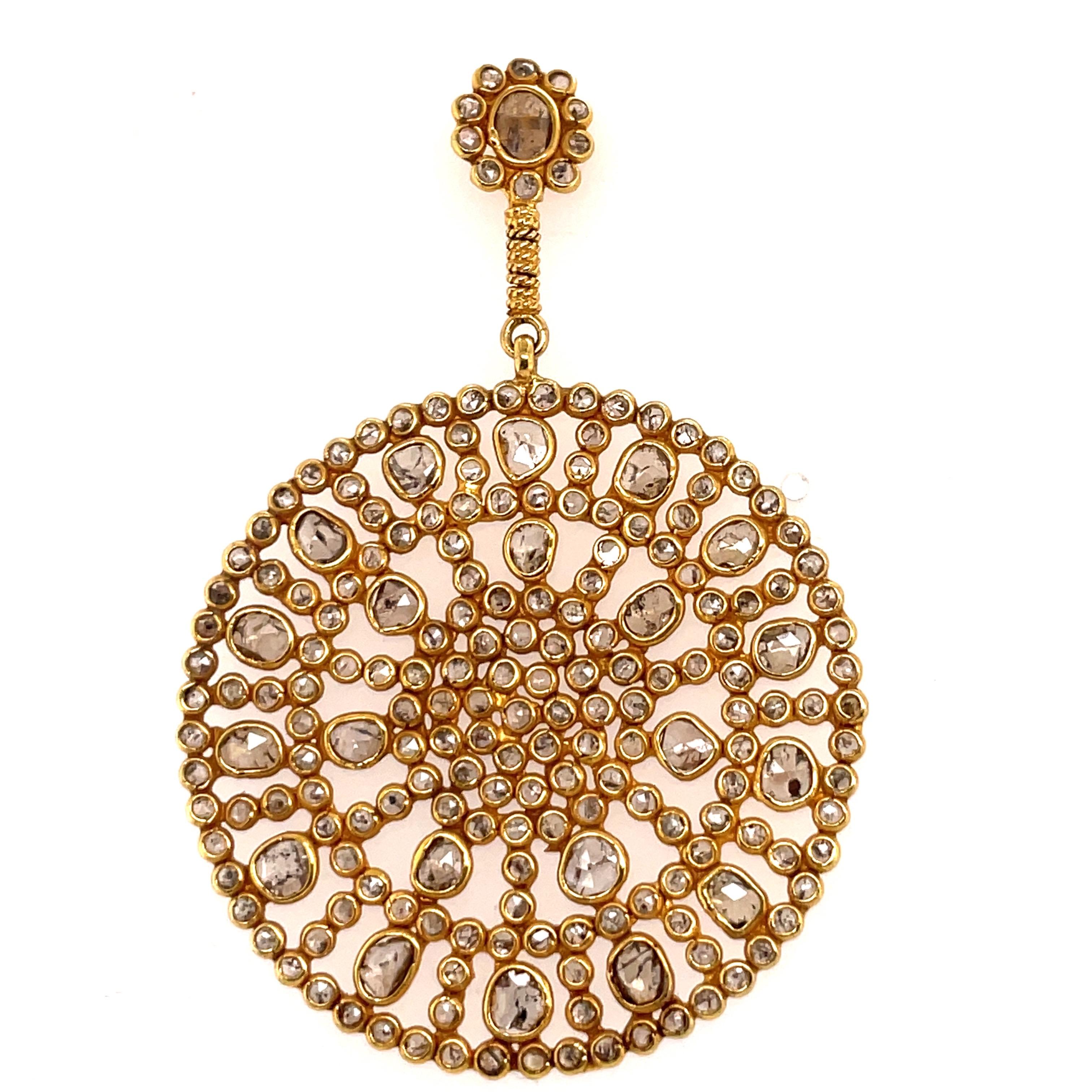 Grandes boucles d'oreilles pendantes en or jaune 18 carats avec disque coulissant 11 carats Neuf - En vente à New York, NY