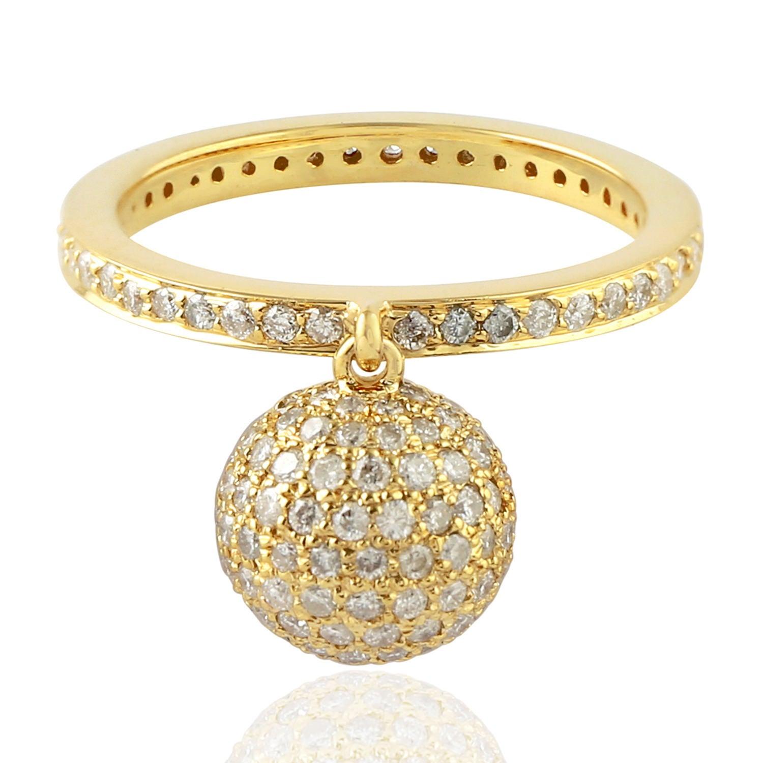 For Sale:  18 Karat Yellow Gold Diamond Disco Ring 4