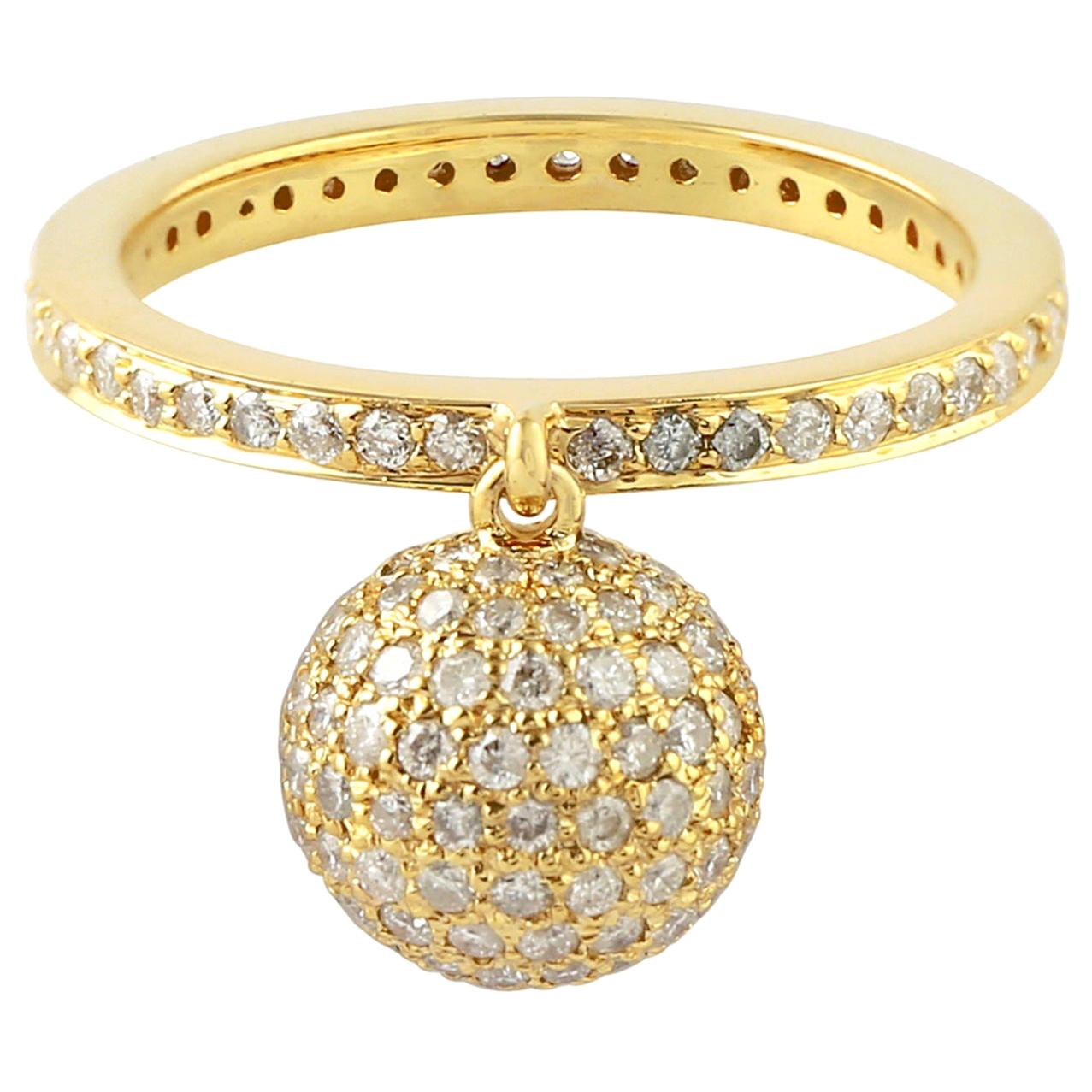 For Sale:  18 Karat Yellow Gold Diamond Disco Ring