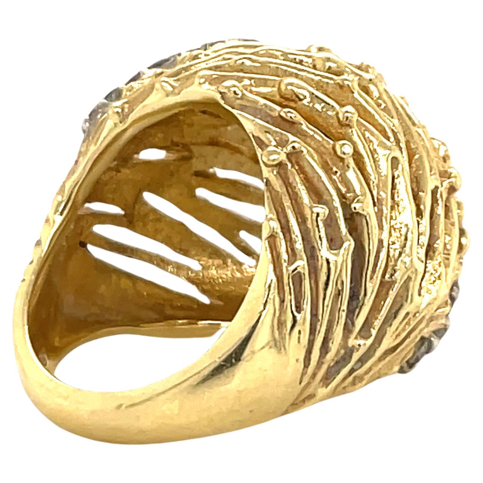 Anello con cupola di diamanti in oro giallo 18 carati 0,60 carati 17,1 grammi in vendita 4