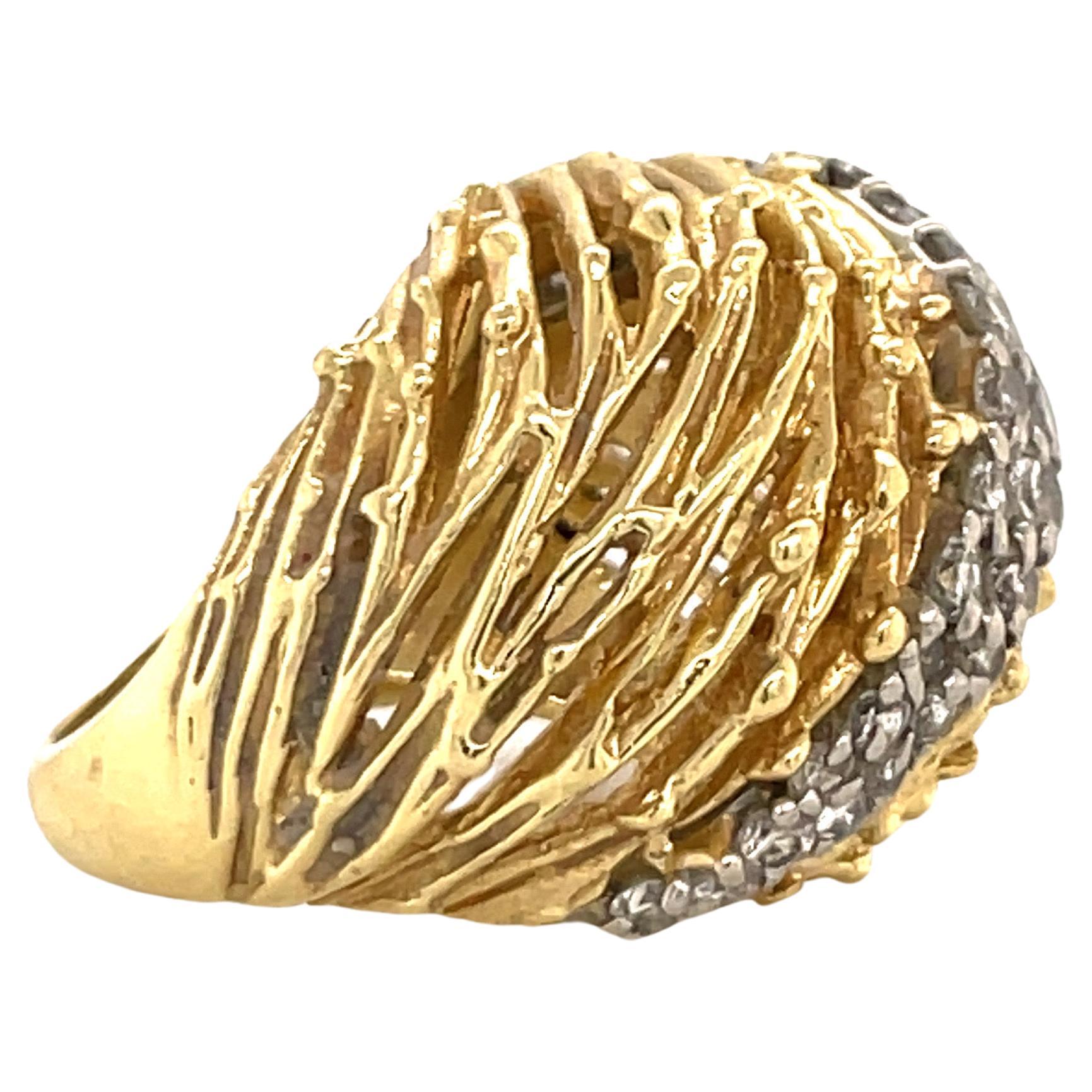 Anello con cupola di diamanti in oro giallo 18 carati 0,60 carati 17,1 grammi in vendita 1