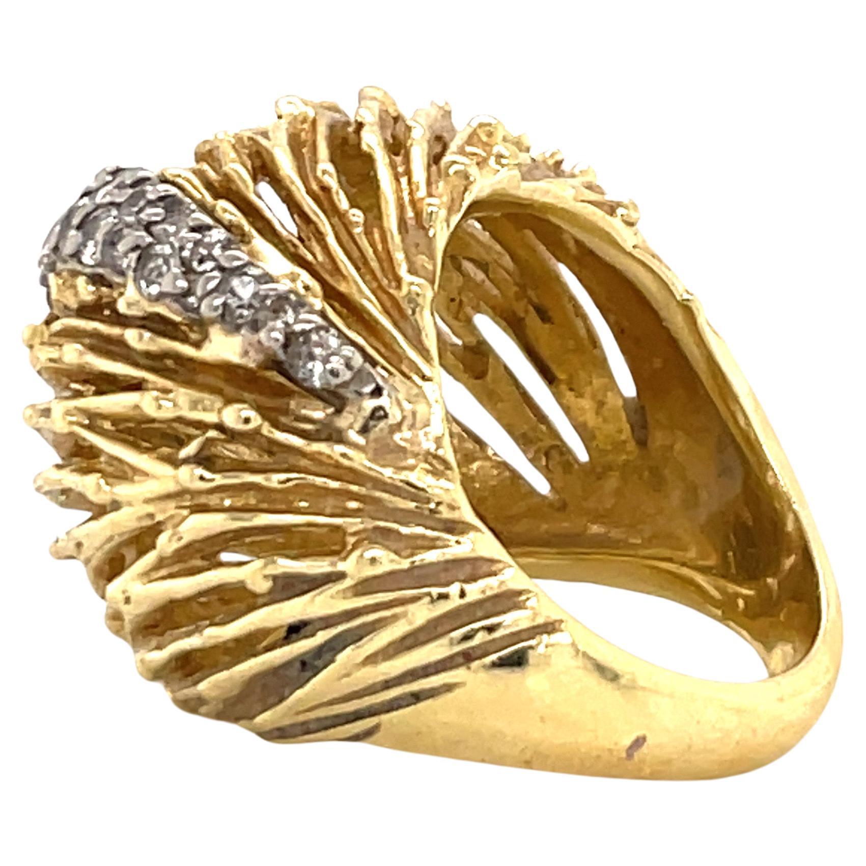 Anello con cupola di diamanti in oro giallo 18 carati 0,60 carati 17,1 grammi in vendita 2