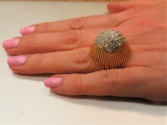 18 Karat Yellow Gold Diamond Dome Ring