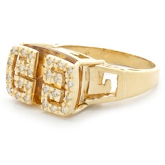 18 Karat Yellow Gold Diamond Double G Signet Ring