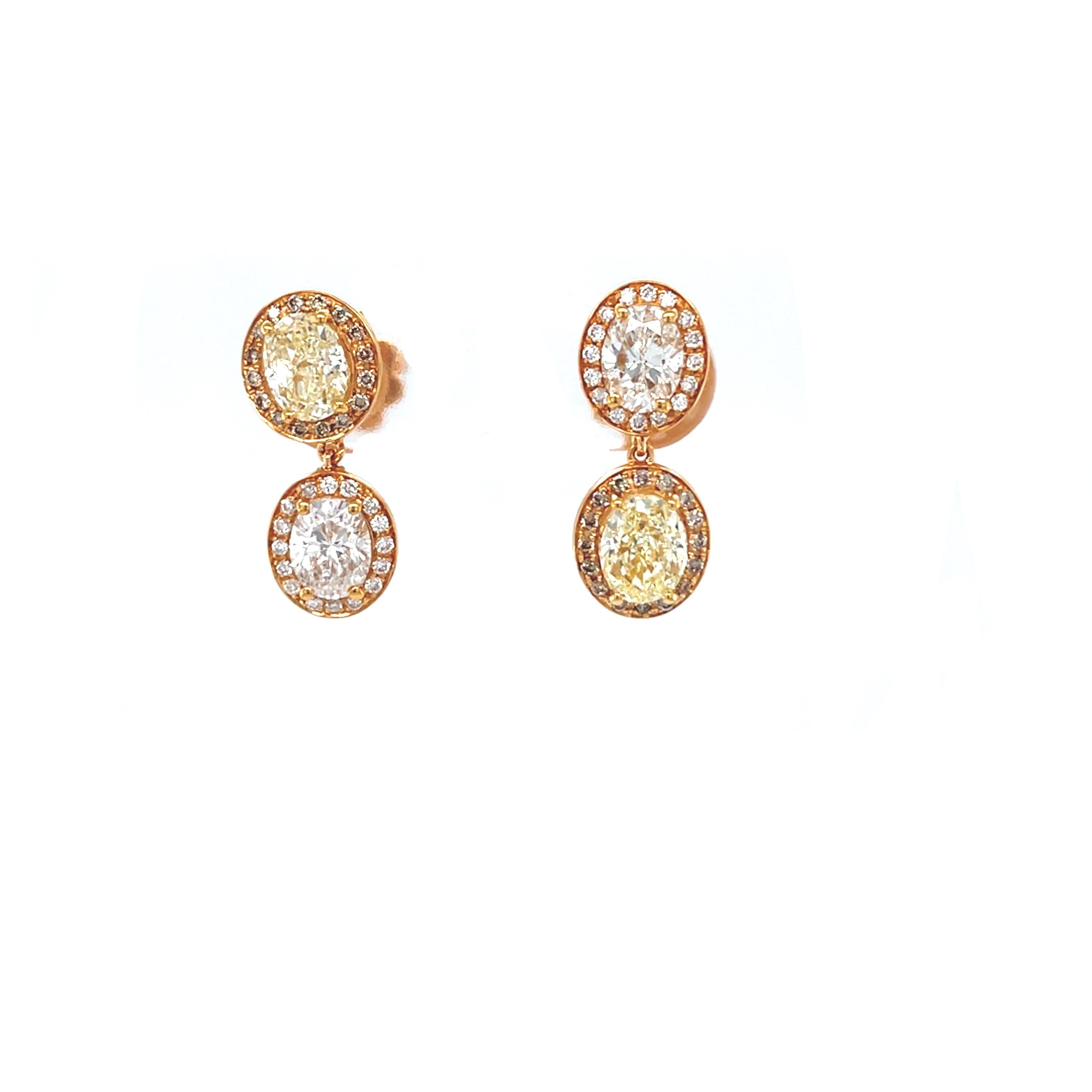 18 Karat Gelbgold Diamant-Tropfen-Ohrringe im Zustand „Neu“ im Angebot in Monte-Carlo, MC