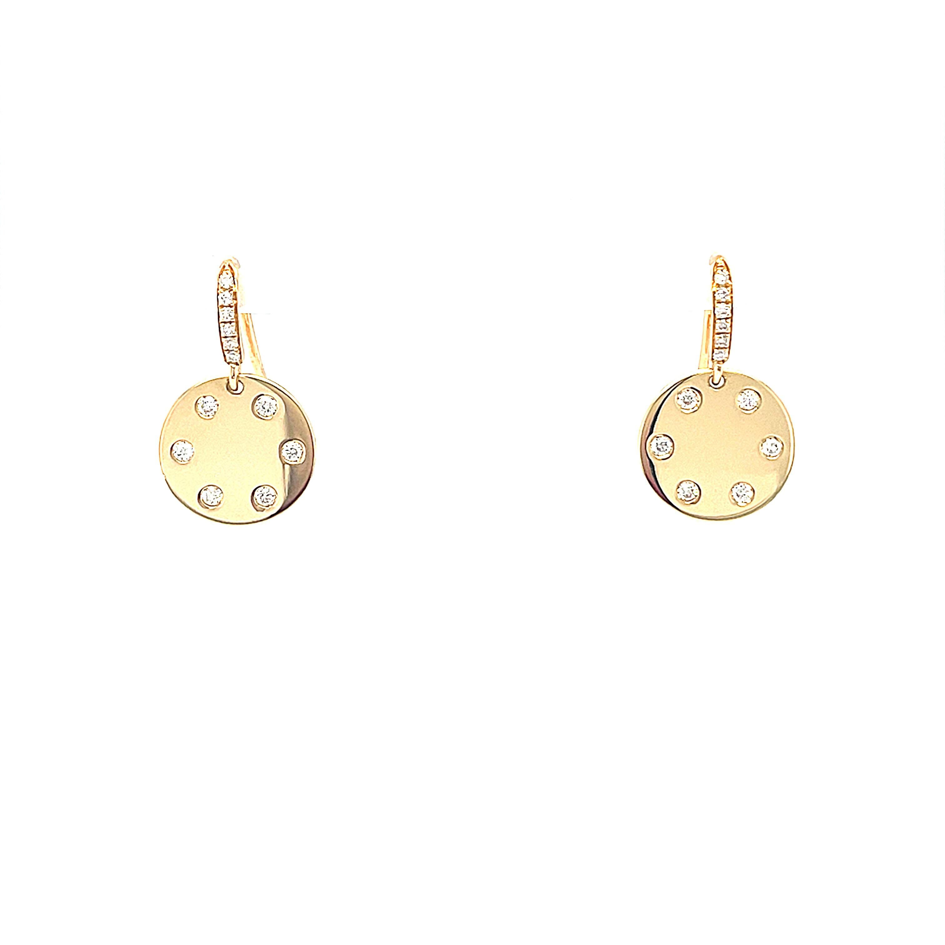 18 Karat Yellow Gold Diamond Drop Earrings In New Condition In Monte-Carlo, MC