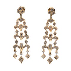 18 Karat Yellow Gold Diamond Drop Earrings